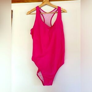 NWT Nicole Miller hot pink racerback one-piece bathing suit/swimsuit. 1X